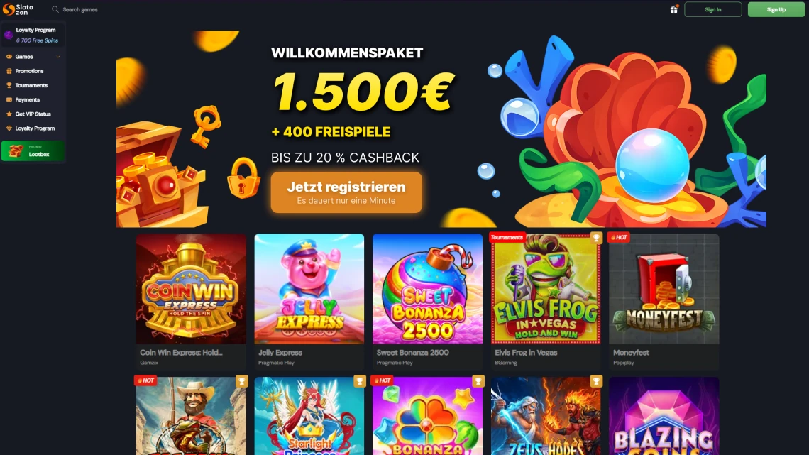 Slotozen Casino games and welcome bonus